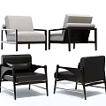 Light Gray Fabric and Black Leather Single Sofa Models with Modern Black Frame Designs 3d model