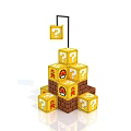 Yellow Question Mark Blocks Stacked With Mushroom Symbols On Brown Bricks 3d model