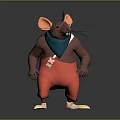 Cartoon Mouse Character With Brown Body Blue Hat Bandana Red Pants And White Shoes