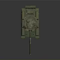 Military Combat Tank Featuring Green Camouflage Armor Cannon Barrel Turret Antenna Lights And Tracks