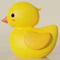 Cute Yellow Rubber Duck Doll With Orange Beak And Black Eyes