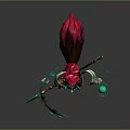 Fantasy Character Design With Red Hair Green Horns Green Flame Weapon And Boots