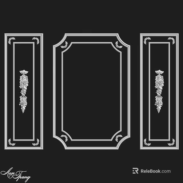 Decorative Frame Components With Intricate Carved Patterns And Symmetric Designs 3d model 