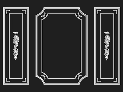 Decorative Frame Components With Intricate Carved Patterns And Symmetric Designs 3d model