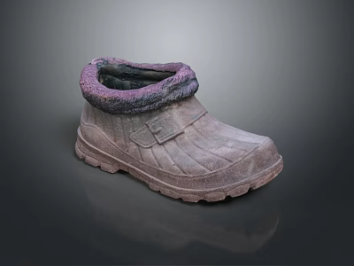 Warm Winter Snow Boots With Purple Fur Trim And Buckle Strap Design 3d model