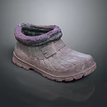 Warm Winter Snow Boots With Purple Fur Trim And Buckle Strap Design