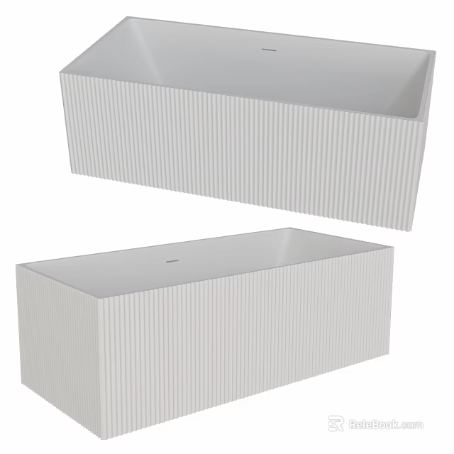 Modern White Bathtub With Vertical Ribbed Design For Bathroom Interior Decor 3d model 