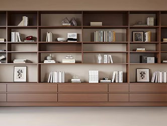 Modern Bookcase Bookshelf Books Full Wall Bookcase 3d model