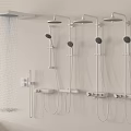 Modern Bathroom Shower Heads With Wall Mounted Overhead And Handheld Sprayers 3d model