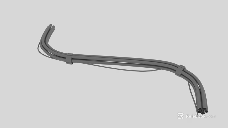 Curved Gray Metal Tubes With Connecting Parts For Mechanical Structure Design 3d model 