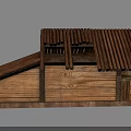 Traditional Wooden Building With Sloped Roof Porch And Carved Wooden Walls