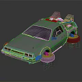 Black Futuristic Floating Car with Gull Wing Doors Rear Fins and Glowing Lights