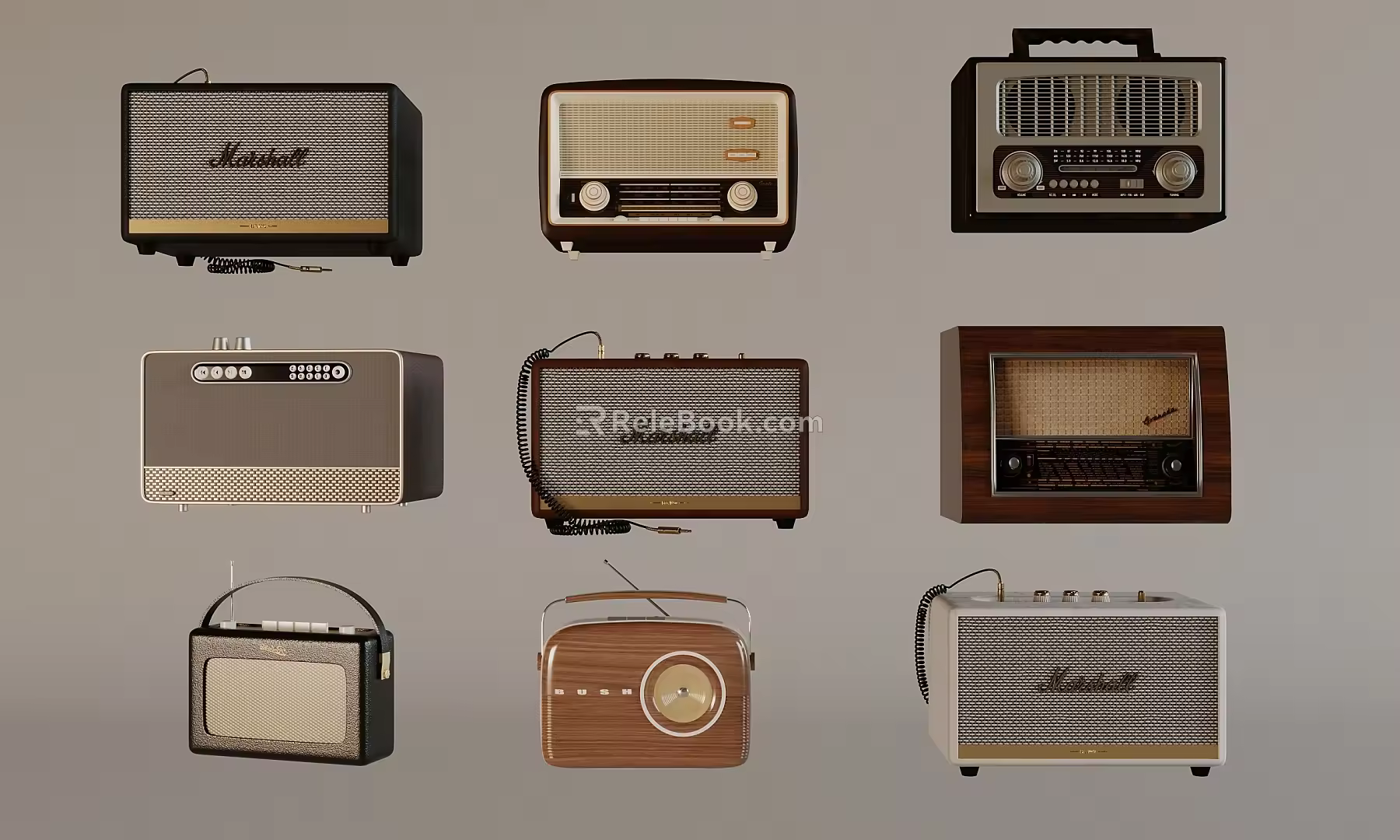Small stereo nostalgic retro radio 3d model