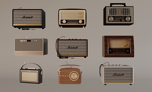 Small stereo nostalgic retro radio 3d model