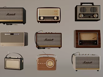 Small stereo nostalgic retro radio 3d model