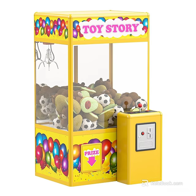 Video Game Store Featuring Toy Story Themed Claw Machine With Plush Toys And Balloons 3d model 
