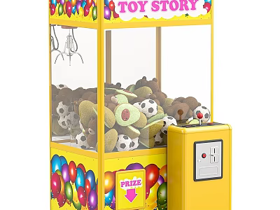Video Game Store Featuring Toy Story Themed Claw Machine With Plush Toys And Balloons 3d model
