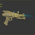 Futuristic Sci Fi Weapon Gun With Blue Electric Energy And Metallic Design