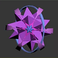 Purple Blue Geometric Sphere With Metallic Strips Polygonal Reflective 3D Structure