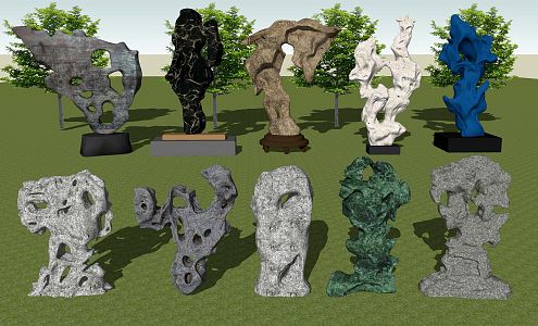 New Chinese Style Taihu Stone Courtyard Garden Taihu Stone Ornaments 3d model