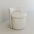 Modern White Leather Stool With Round Seat And Curved Backrest Design