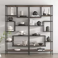 Modern Minimalist Shelving Unit for Home Decor Display with Vases Bowls Books and Ceramic Pieces