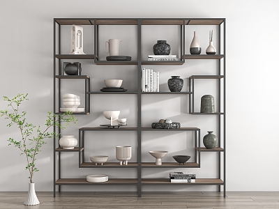 Wrought Iron Display Rack Storage Rack Decorative Cabinet Storage Cabinet Display Cabinet Jewelry Ornaments Combination Books 3d model