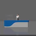 Modern Front Desk Reception Featuring Blue White Minimalist Design And Staff Member 3d model