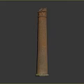 Tall Red Brick Chimney Structure With Weathered Top On Gray Background 3d model