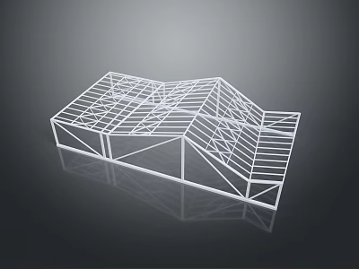Geometric Frame Structure Design For Modern Household Storage Shelf With White Lines 3d model