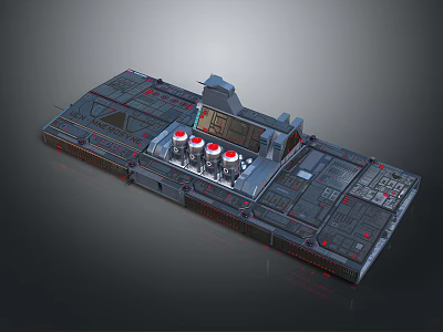 Industrial Technical Equipment Platform With Control Panel And Cylindrical Units 3d model