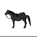 Gray Horse With Leather Saddle Decorative Reins And Riding Gear