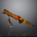 Decorative Flame Patterned Knife With Orange Red Handle And Sharp Blade