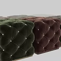 Elegant Light Brown Velvet Tufted Sofa Stool With Decorative Button Details 3d model