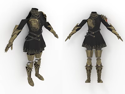 Character Fantasy Armor With Black And Gold Decorative Details And Armored Accents 3d model
