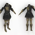 Character Fantasy Armor With Black And Gold Decorative Details And Armored Accents