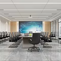 Conference table combination in conference room 3d model