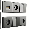 Modern Stylish Switch Panels with Various Designs Sockets and Digital Display Features 3d model