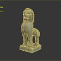 Ancient Style Stone Lion Statue Standing On Square Base Mythical Creature Sculpture