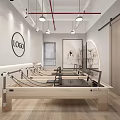 Modern Spacious Fitness Studio With Yoga Mats Exercise Balls Mirrors And Large Windows