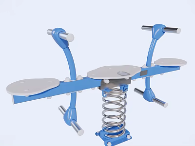 Blue Spring Fitness Equipment With Seats And Handles For Outdoor Use 3d model