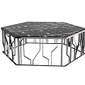 Modern Octagonal Coffee Table with Black Marble Top and Geometric Metal Base 3d model