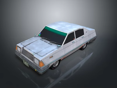 Vintage Silver Car With Green Windshield Classic Design And Sleek Body 3d model