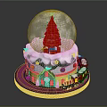 Festive Snow Globe Decor With Christmas Tree Small House Train Clock And Stars