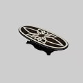 Elegant Oval Console Table With Inlaid Floral Pattern And Carved Wooden Base