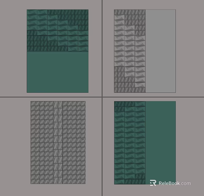 Wall Decorations With Geometric Patterns Green Gray Grid Textures And Modern Designs 3d model
