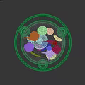 Decorative Ornament Under Glass Dome With Colorful Seashells Starfish And Marine Elements