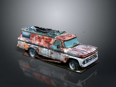 Old Rusty Truck With Weathered Exterior And Aged Metal Body Design 3d model