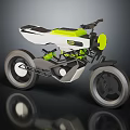 Futuristic White and Green Motorcycle With Modern Frame Sleek Body and Concept Design