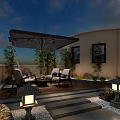 Luxurious Private Box Interior With Dining Table Chandeliers Sofa And Decorative Plants